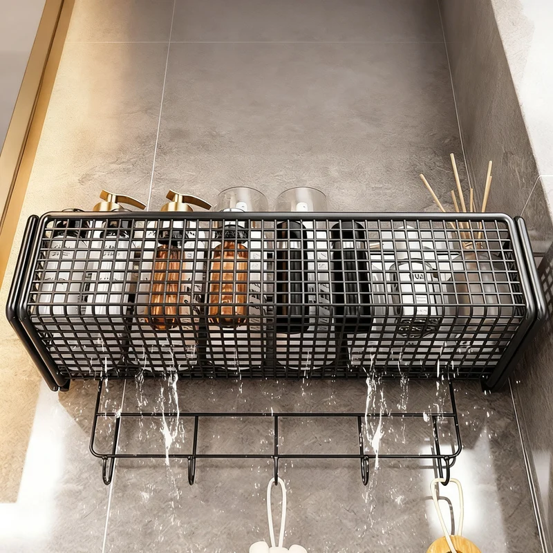 Metal hanging basket without drilling, mesh design