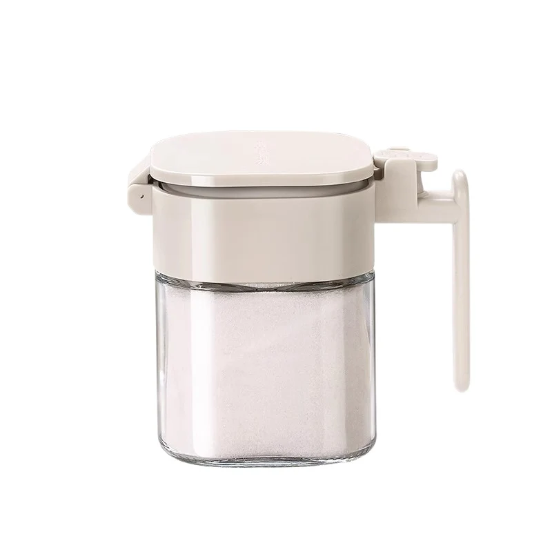 Spice jar with spoon, glass, airtight