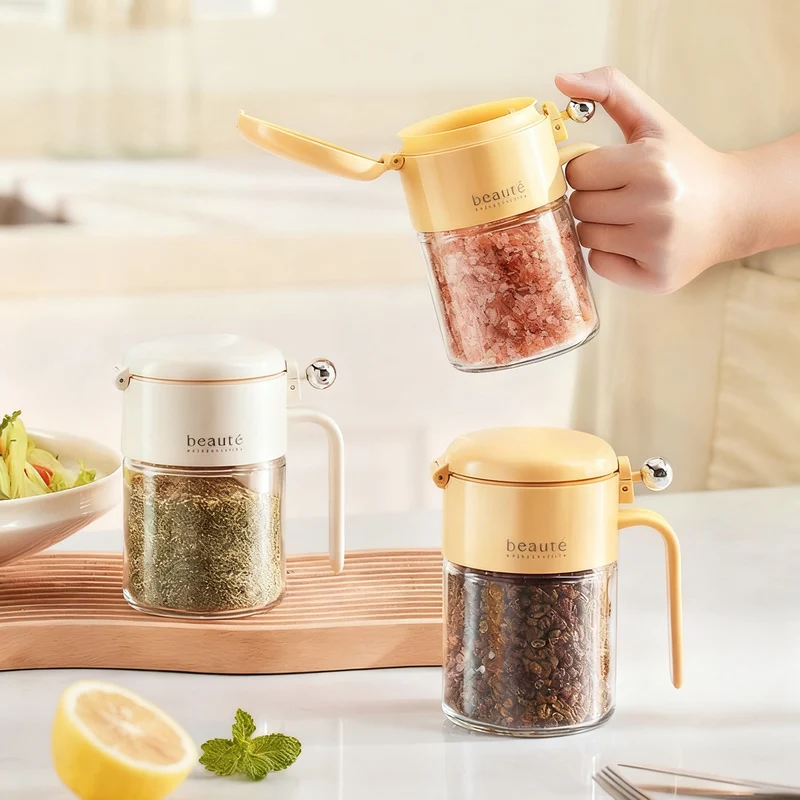 Spice jar with press lid, airtight sealed