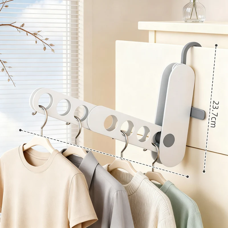 Foldable laundry rack made of plastic, 7 hooks