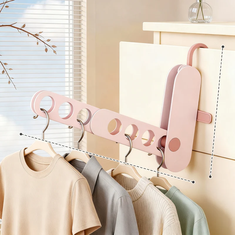 Foldable laundry rack made of plastic, 7 hooks