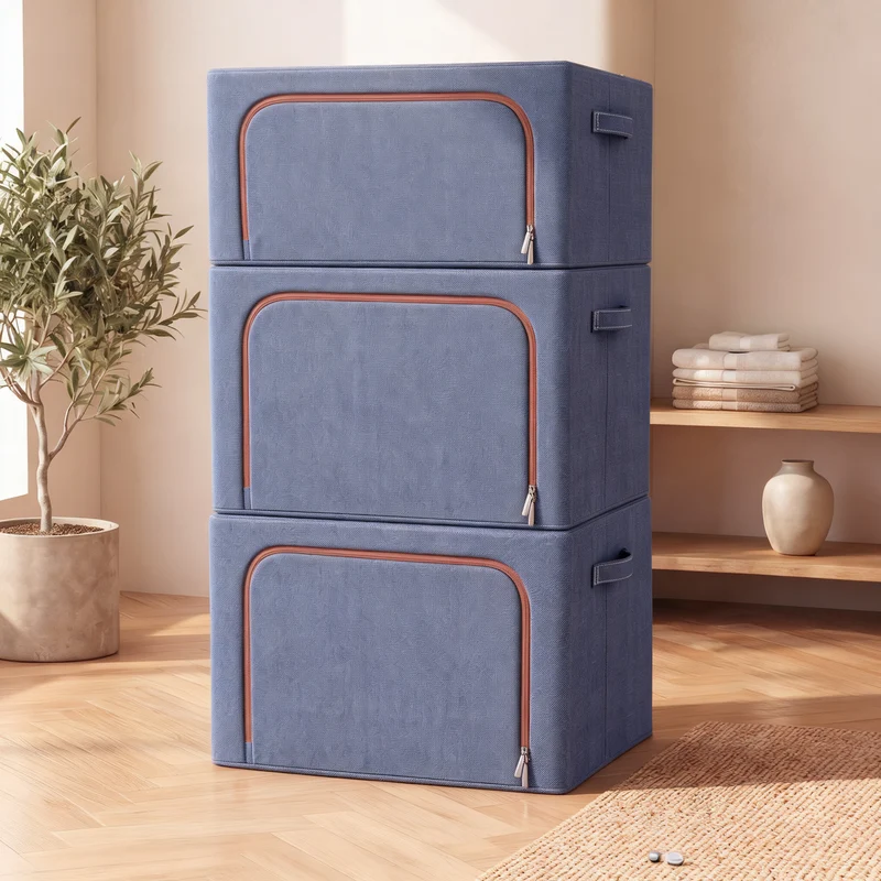 Foldable storage box made of fabric, 50–60 L