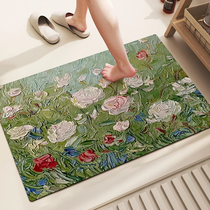 Natur-inspiriertes Blumendesign Badezimmermatte