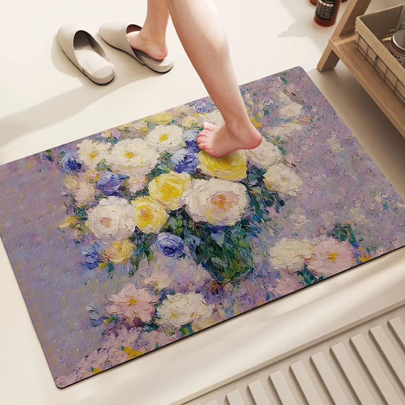 Natur-inspiriertes Blumendesign Badezimmermatte