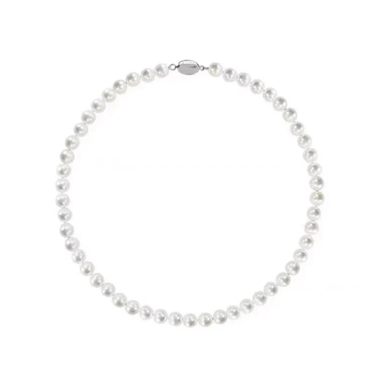 Pearl necklace with silver clasp, pearls 4–12 mm
