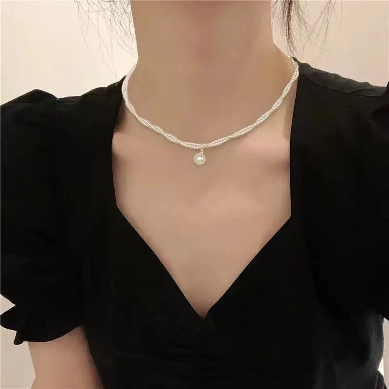 Pearl necklace with silver clasp, pearls 4–12 mm