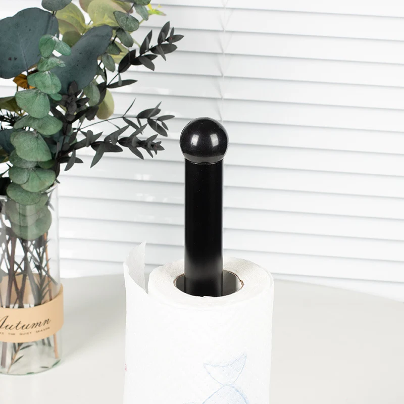Standing paper roll holder made of stainless steel, black