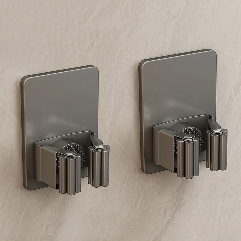 Stainless steel holder for mop and broom