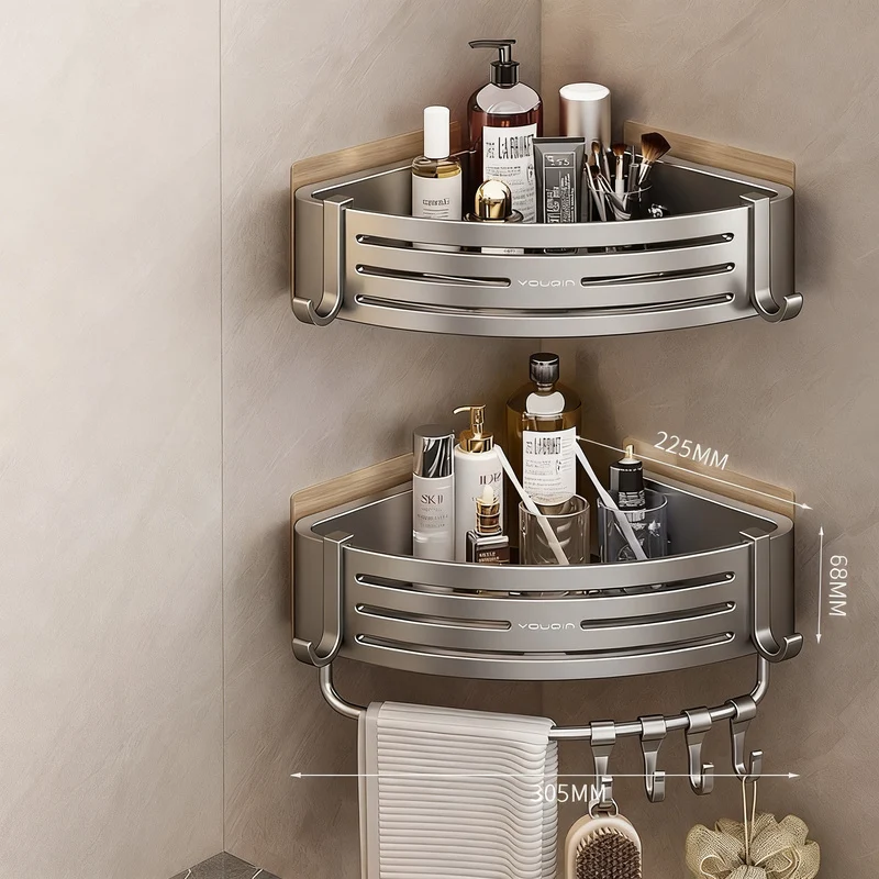 Triangle corner shelf for bathroom, no drilling