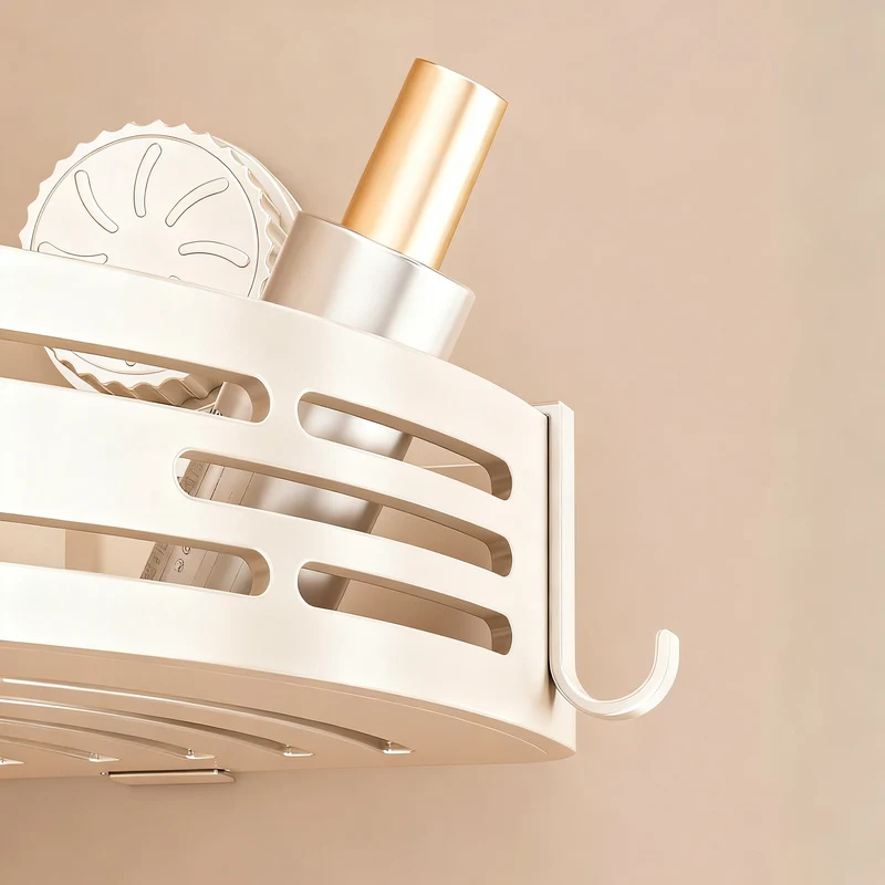 Triangle shelf with suction cup, ABS, for bathroom