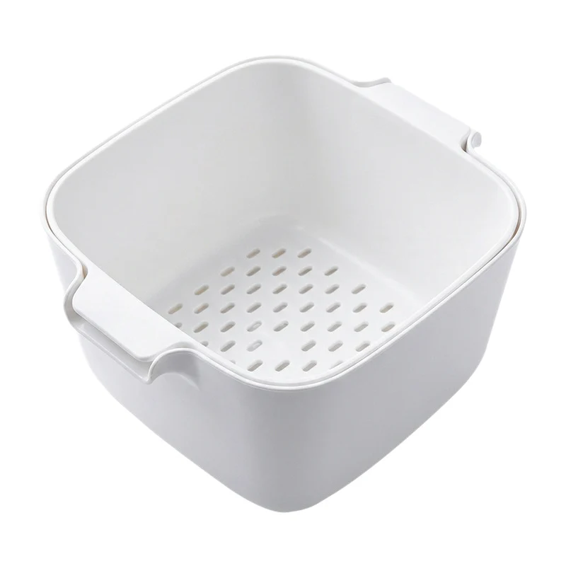 Double-sieve washing basket with drip tray