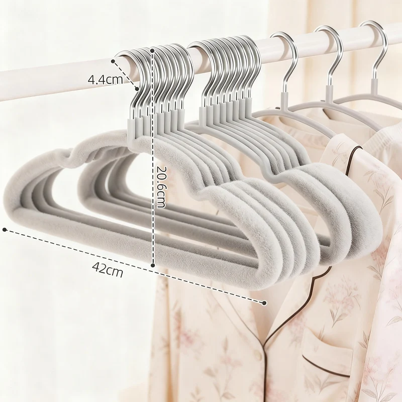 Wide plastic hangers, non-slip, set of 10 or 20