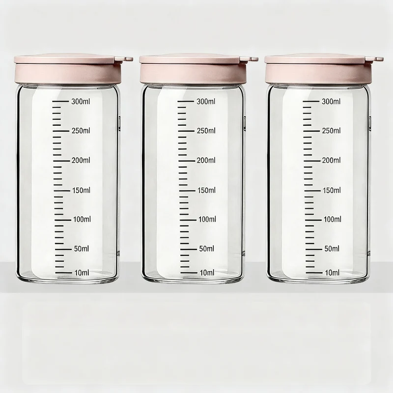 Borosilicate glass storage jar with measurement scale
