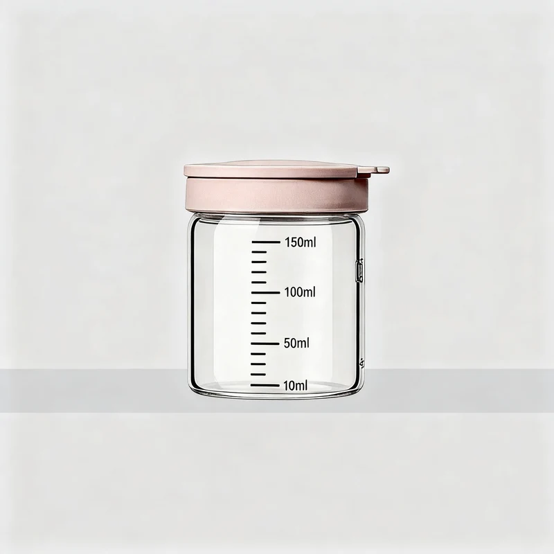 Borosilicate glass storage jar with measurement scale