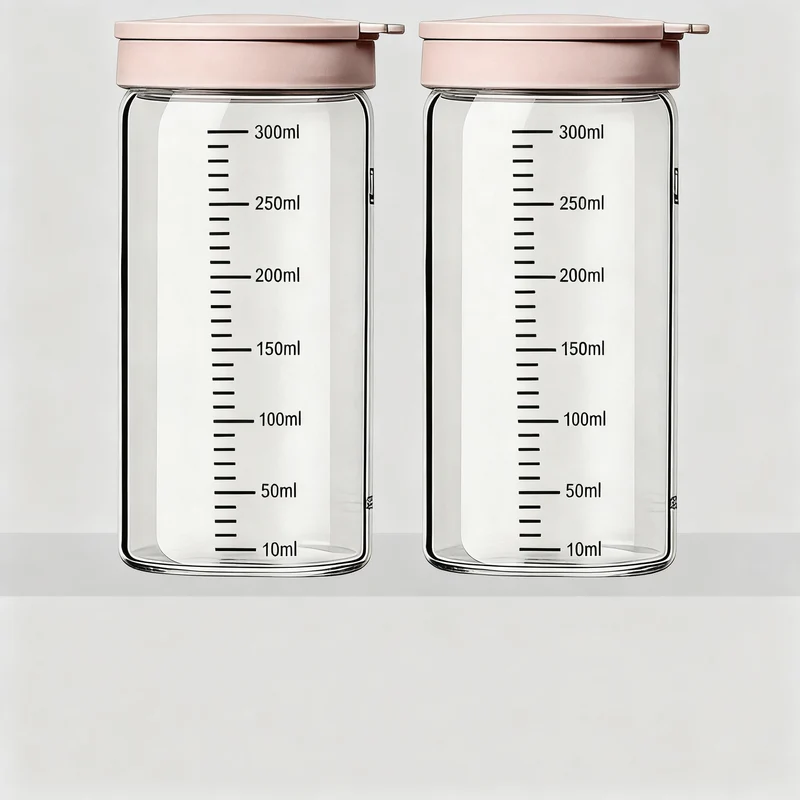 Borosilicate glass storage jar with measurement scale