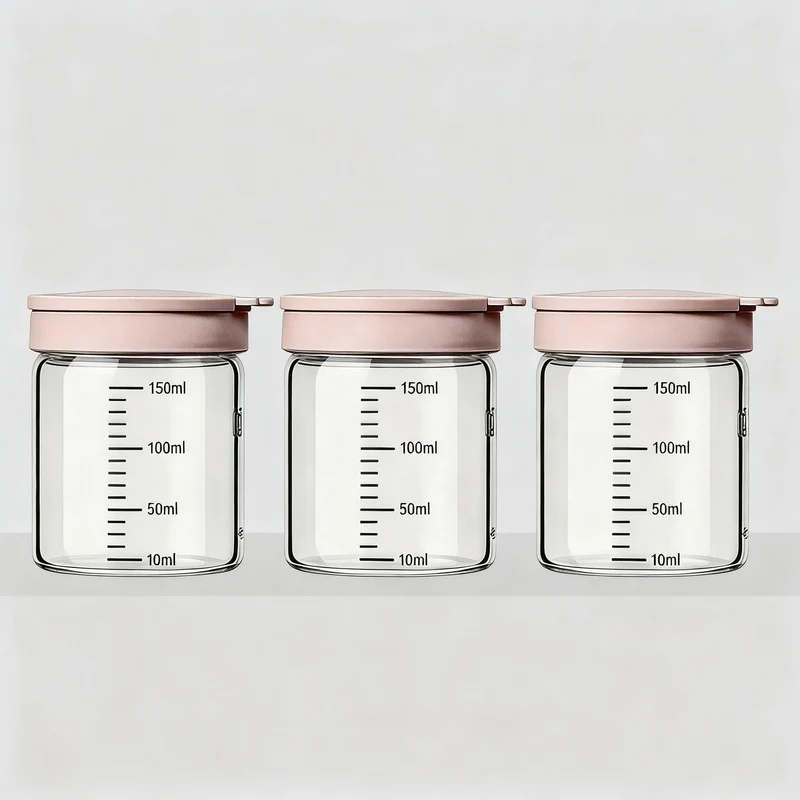 Borosilicate glass storage jar with measurement scale