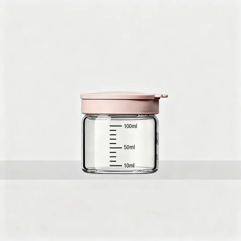 Borosilicate glass storage jar with measurement scale