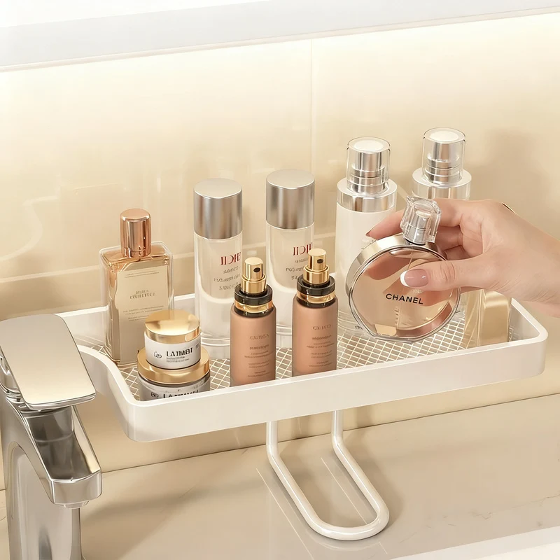 Bathroom shelf for sink without drilling