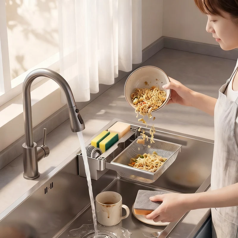 Expandable sink strainer with mesh filters, ABS