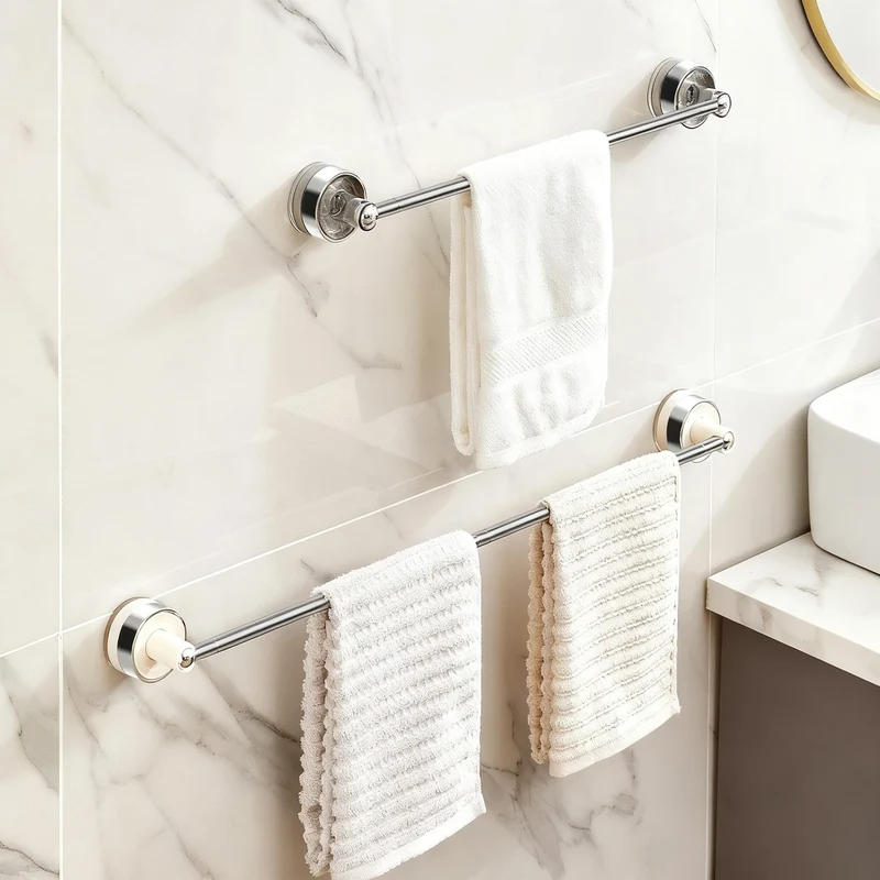 Telescopic suction cup towel bar for bathroom