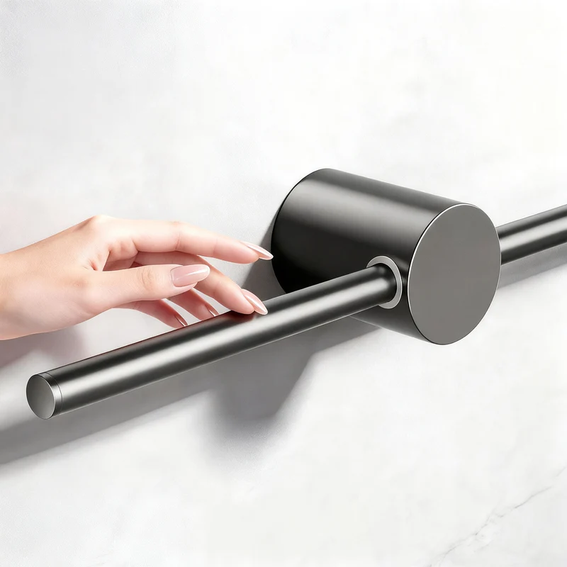 Retractable Aluminum Towel Bar, Gray