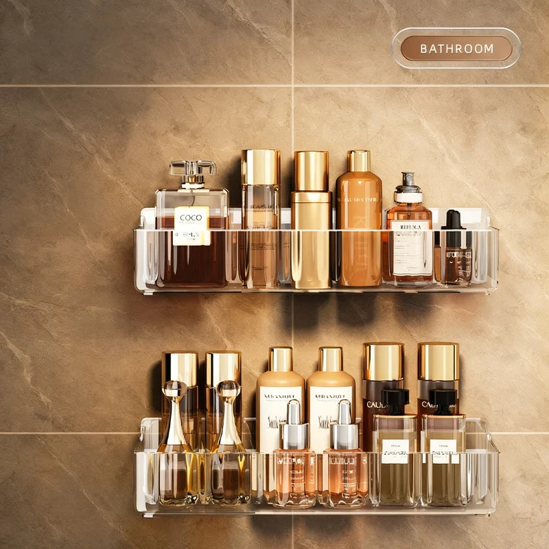 Acrylic wall shelf for bathroom, no drilling