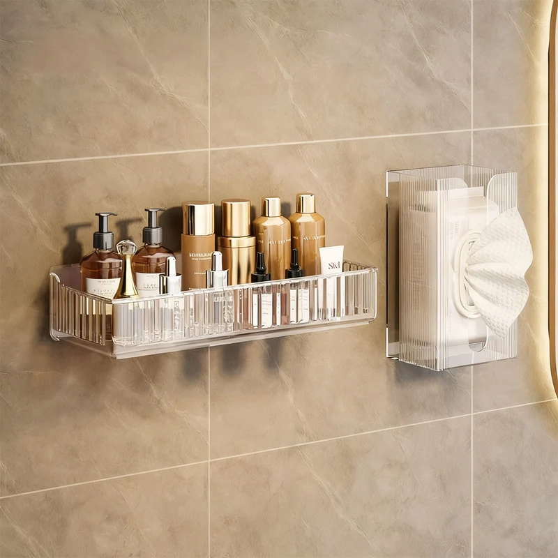 Acrylic wall shelf for bathroom, no drilling