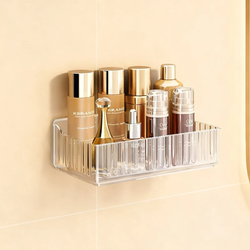Acrylic wall shelf for bathroom, no drilling