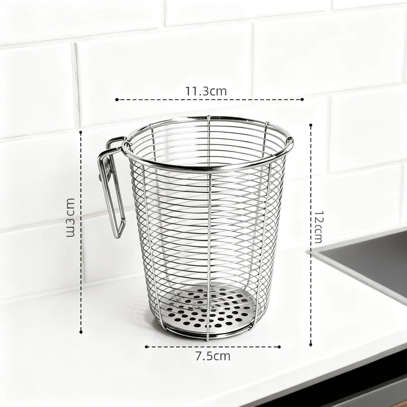 Stainless steel chopstick holder with drainage, wall-mounted