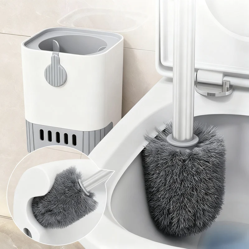 Toilet brush with holder and shelf