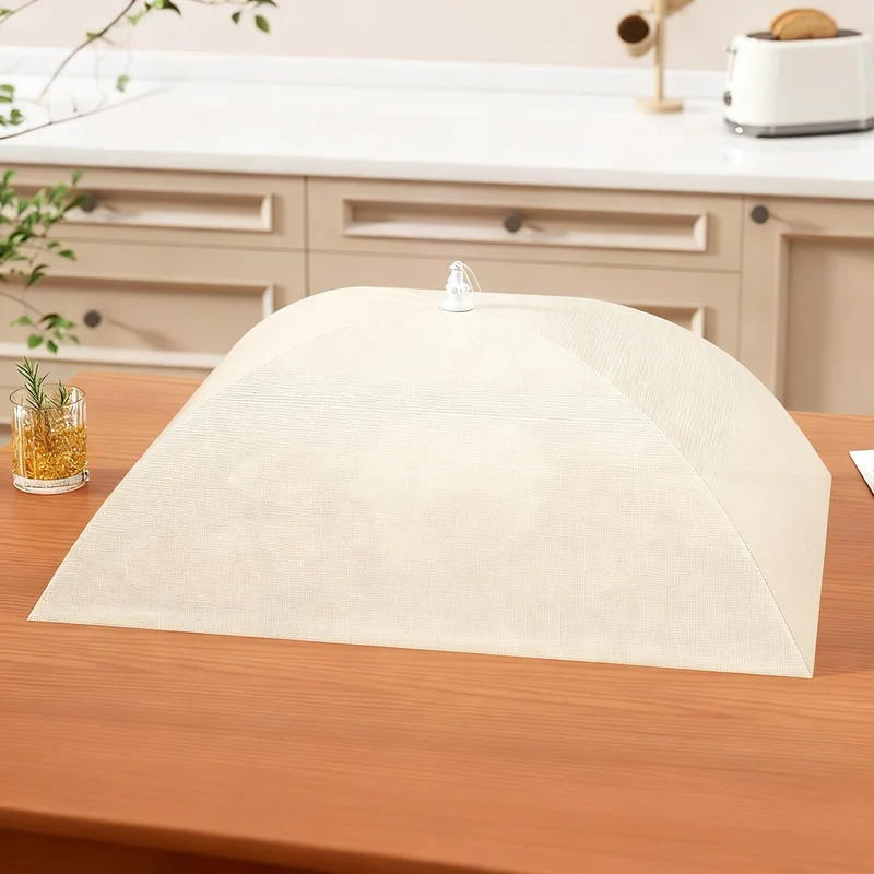 Foldable food cover made of mesh fabric