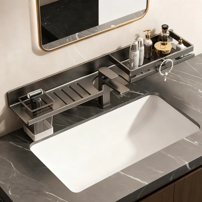 Wall shelf for sink made of aluminum