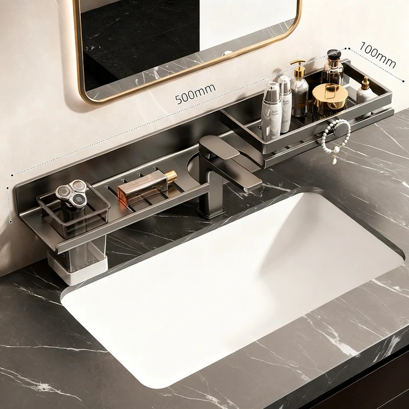 Wall shelf for sink made of aluminum