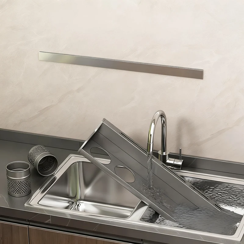 Wall shelf for kitchen, aluminum, no drilling