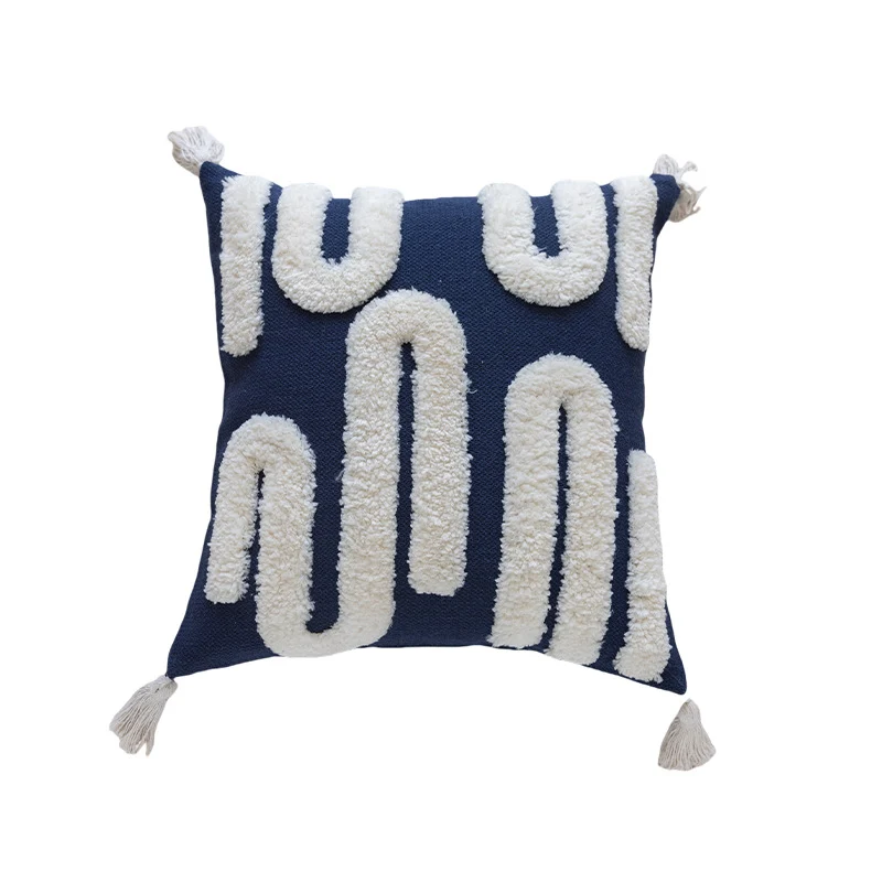 Decorative Tufted Sherpa Accent Throw Pillow with Tassel Corners