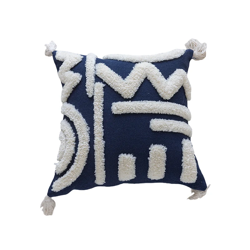 Decorative Tufted Sherpa Accent Throw Pillow with Tassel Corners