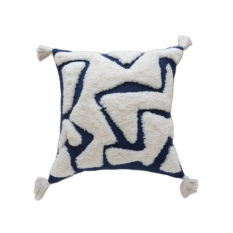 Decorative Tufted Sherpa Accent Throw Pillow with Tassel Corners