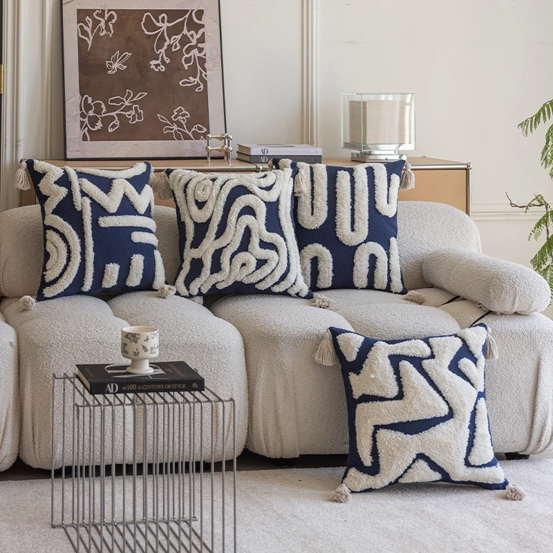 Decorative Tufted Sherpa Accent Throw Pillow with Tassel Corners