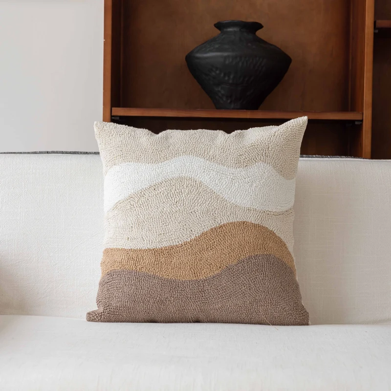 Decorative Throw Pillow with Natural Linen Cover and Handwoven Jute Trim