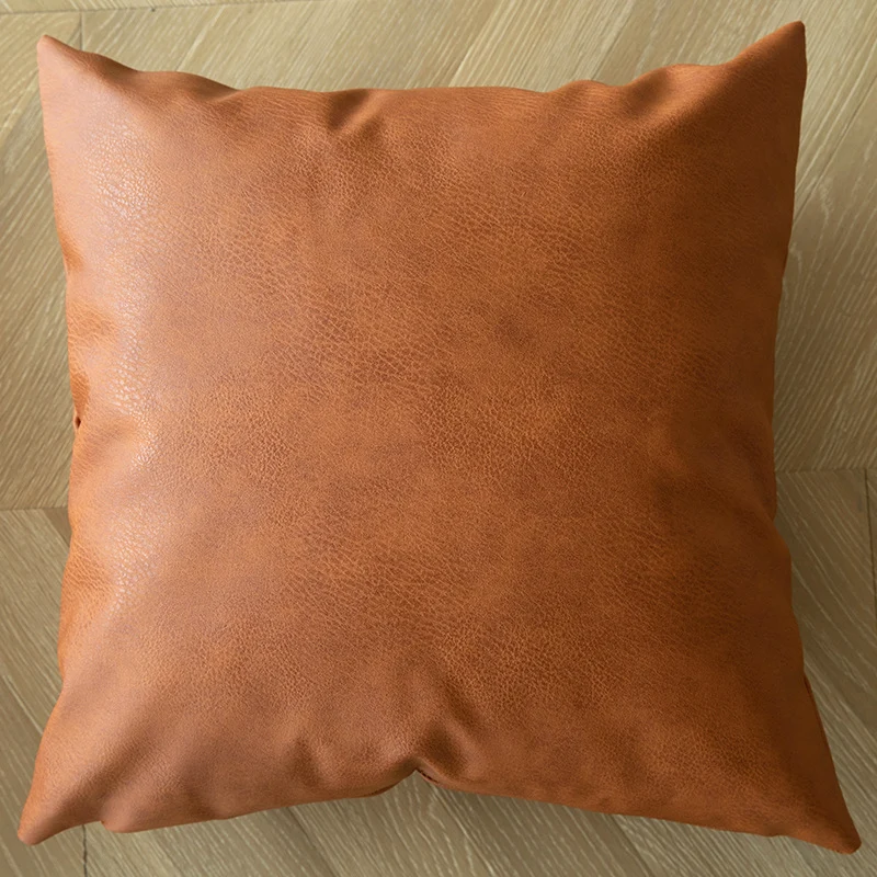 Decorative Throw Pillow with Faux Cowhide Fur Panel and Vegan Leather Accent