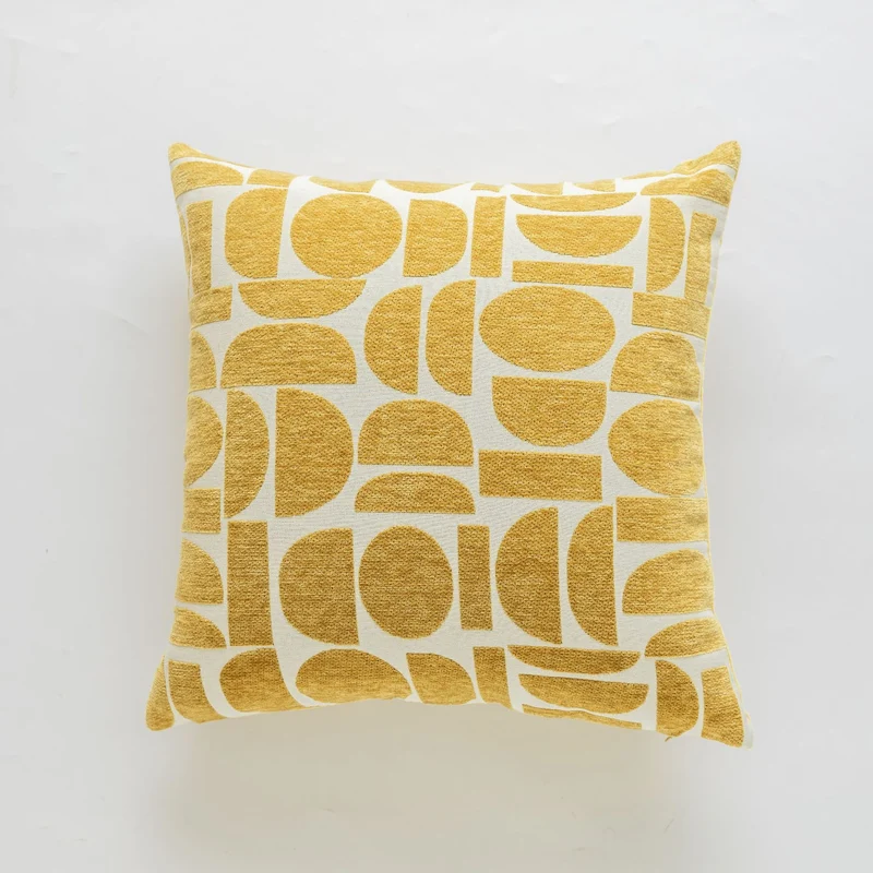 Decorative Textured Square Throw Pillow Cover with Wavy Chenille Loop Trim
