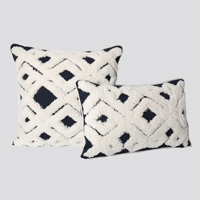 Decorative Tassel Embroidered Lumbar and Square Pillow Set