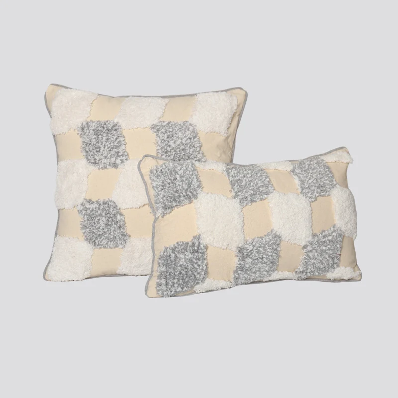 Decorative Tassel Embroidered Lumbar and Square Pillow Set