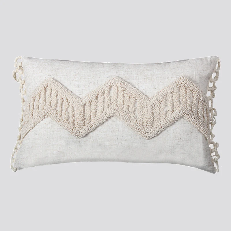 Decorative Tassel Embroidered Lumbar and Square Pillow Set
