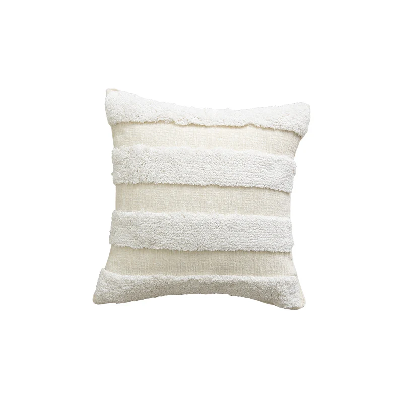 Decorative Square Velvet Throw Pillow with Pom-Pom Fringe and Removable Insert
