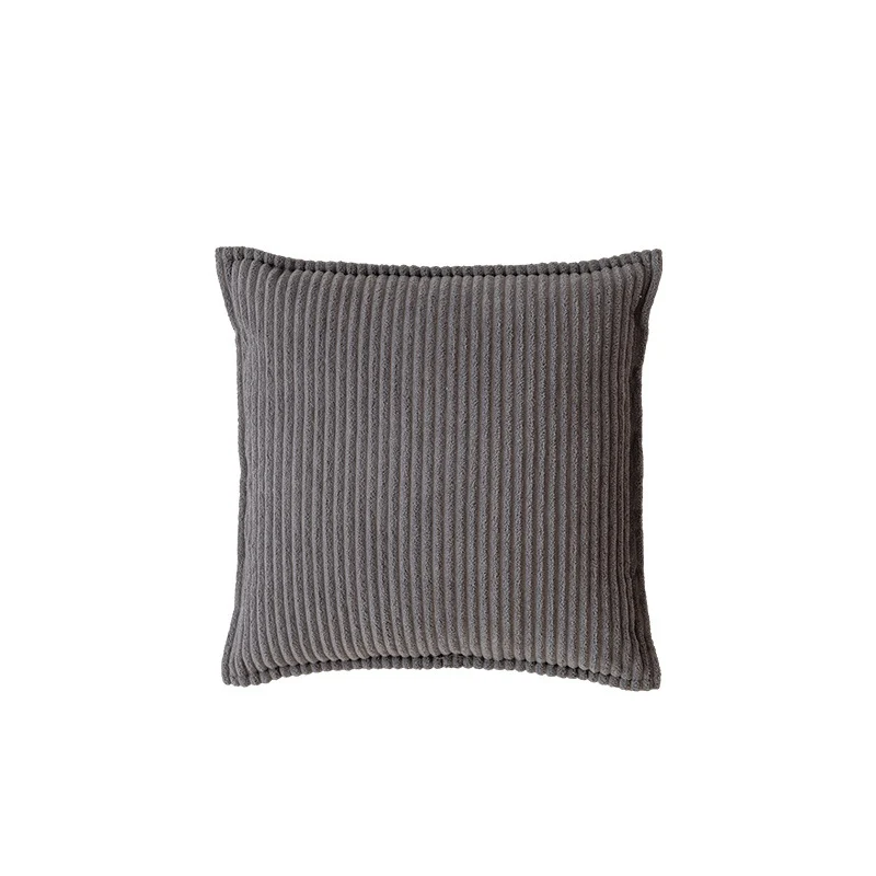 Decorative Ribbed Corduroy Throw Pillow Cover Square Accent Cushion