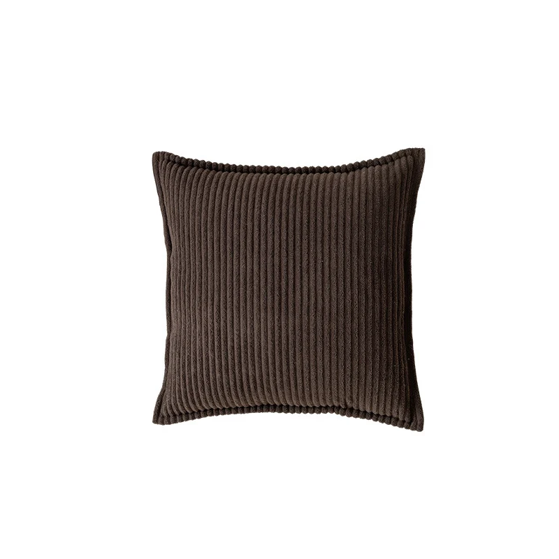 Decorative Ribbed Corduroy Throw Pillow Cover Square Accent Cushion