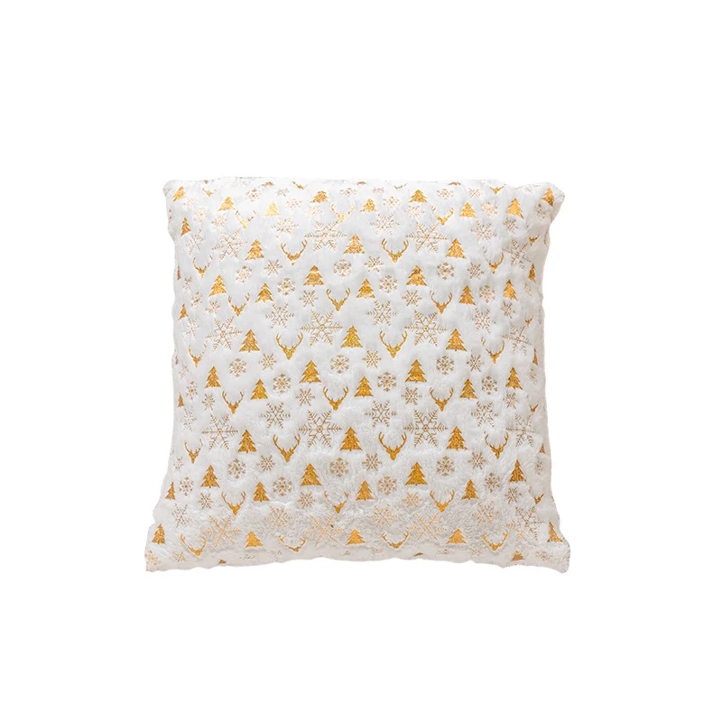 Decorative Plush Velvet Holiday Throw Pillow Cover with Gold Foil Motif