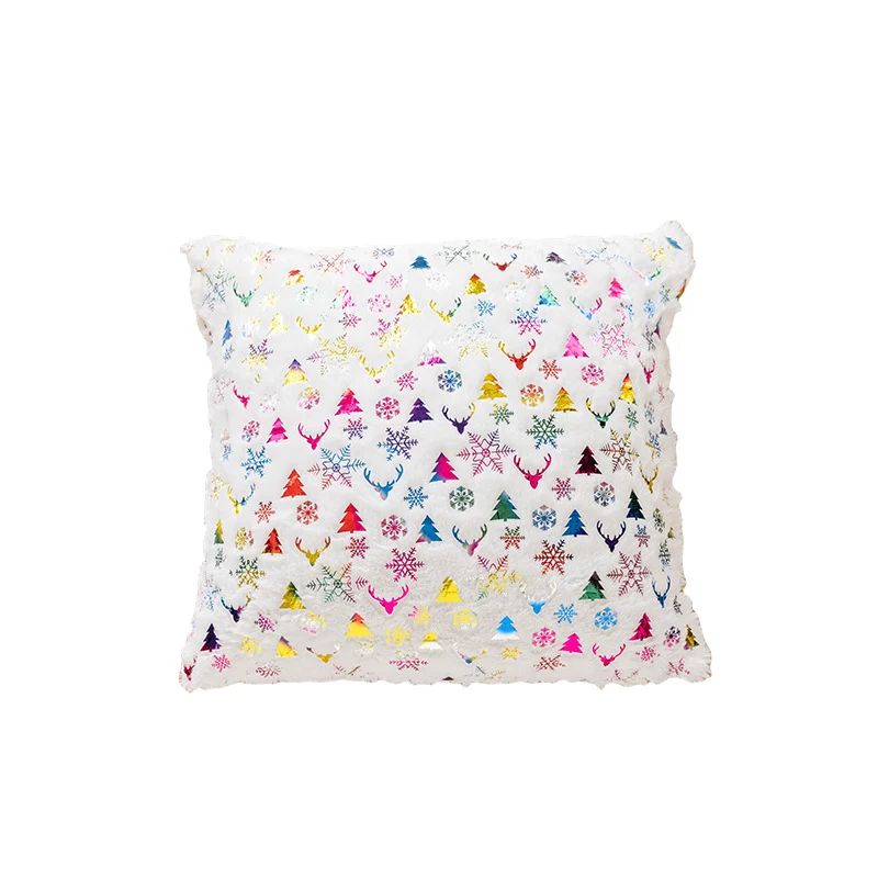 Decorative Plush Velvet Holiday Throw Pillow Cover with Gold Foil Motif