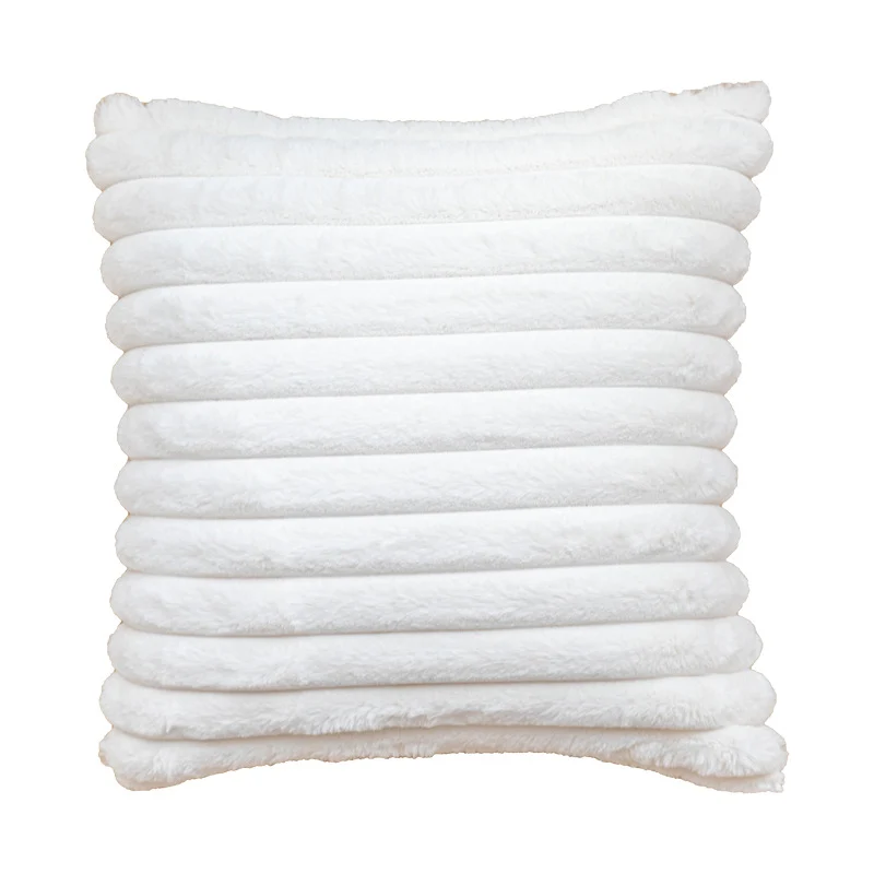 Decorative Plush Ribbed Throw Pillow with Removable Insert